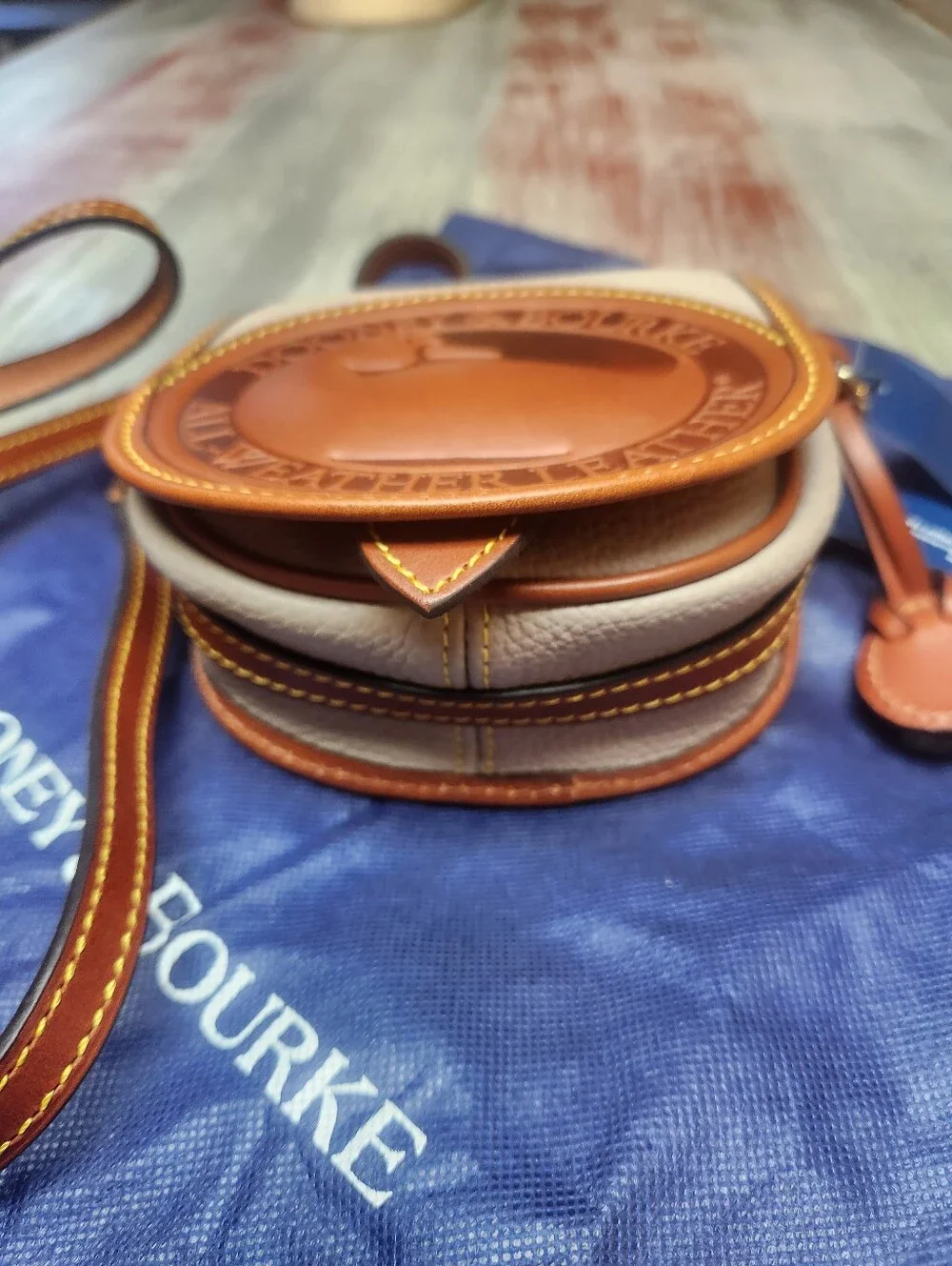 Dooney & Bourke All Weather Leather Duck Bag in Taupe NWT & Blue Dust Bag